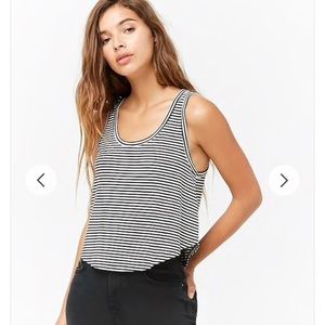 Forever 21 Tops - Forever 21 Curved Hem Striped Tank in Black/Cream Forever 21 Tops - Forever 21 Curved Hem Striped Tank in Black/Cream